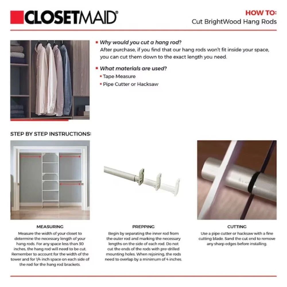 NEW - ClosetMaid BrightWood Satin Nickel Closet Rod Hooks (x6)